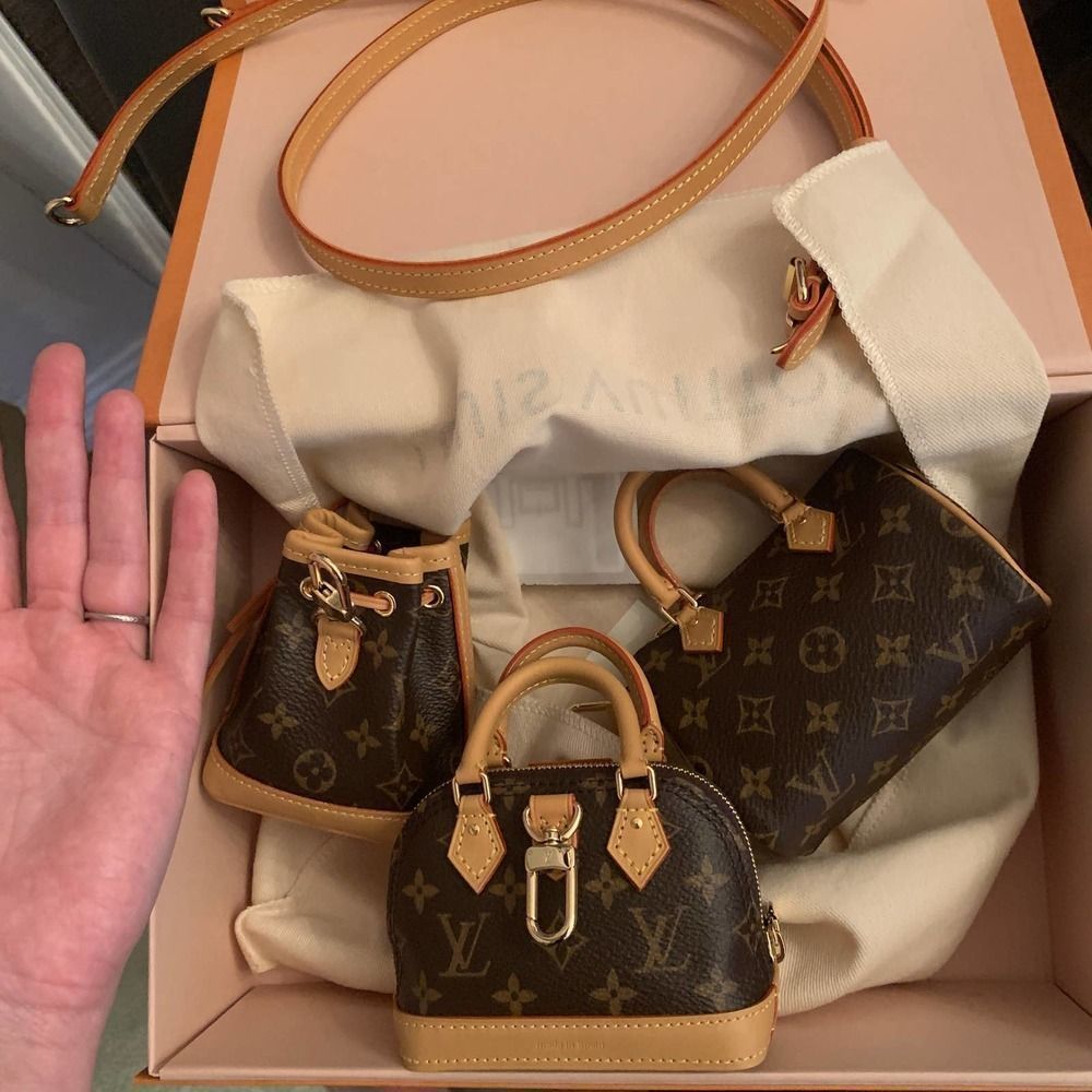 ββ Louis Vuitton Trio Mini Cones Monogram 3-bag Set charms Speedy Alma Noe NEW - Picture 12 of 16
